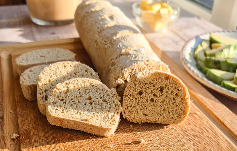 Homemade low-carb gluten-free bread loaf baked with ReWild CoreBake flour blend