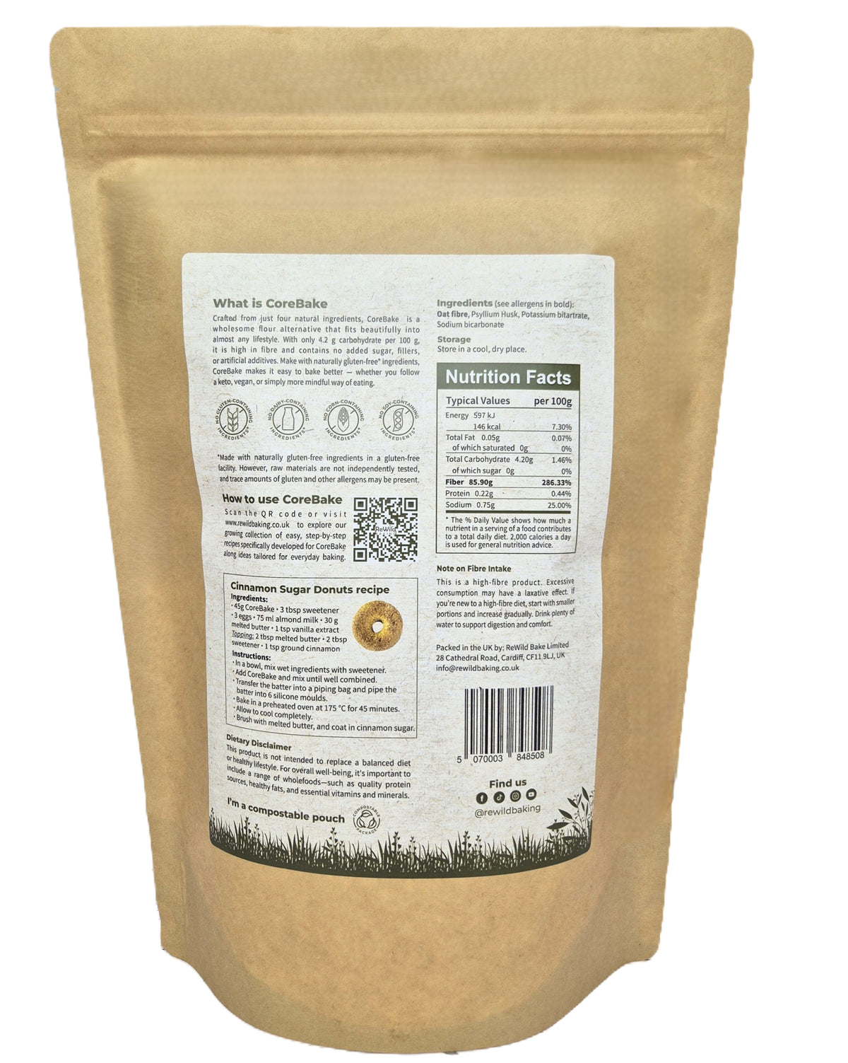 CoreBake - Limited Offer (600 g Total) - Low-Carb Fibre Flour Blend – Wheat-Free