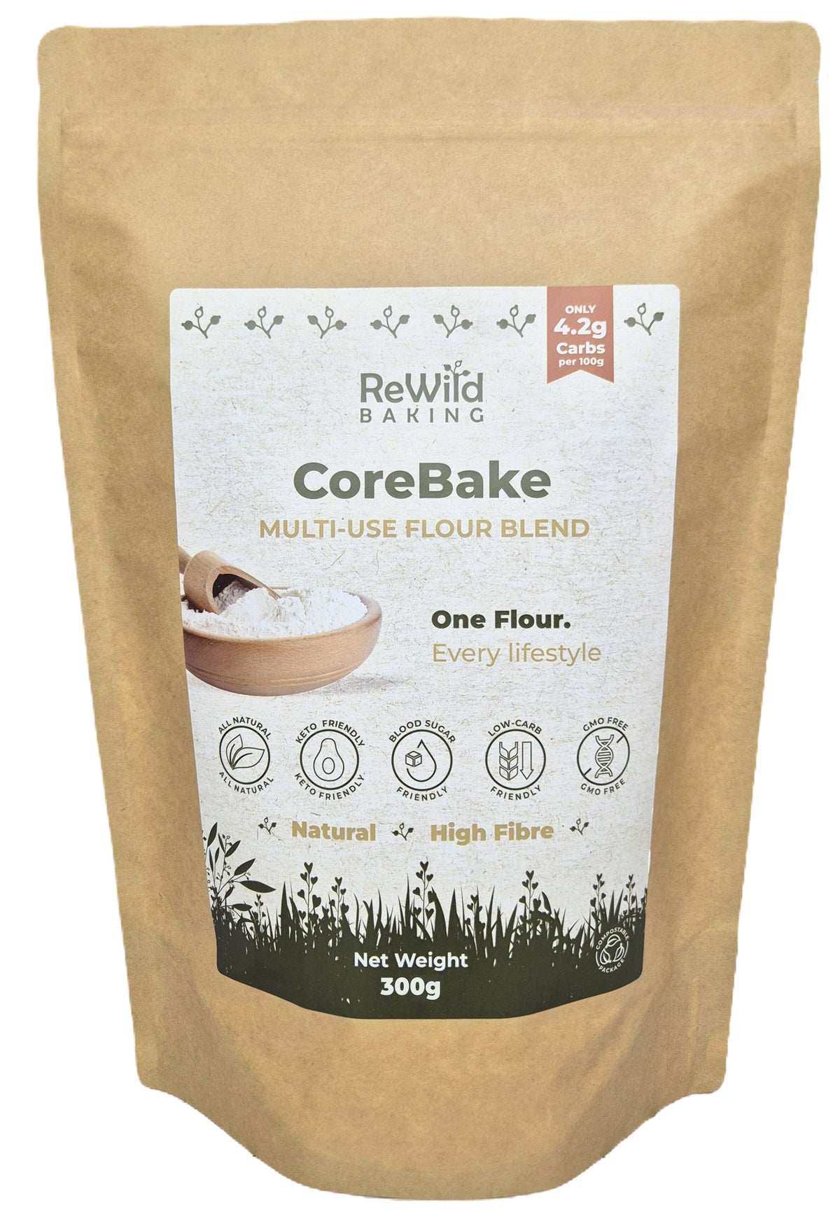 CoreBake Low-Carb Fibre Flour Blend – Wheat-Free - 300 g