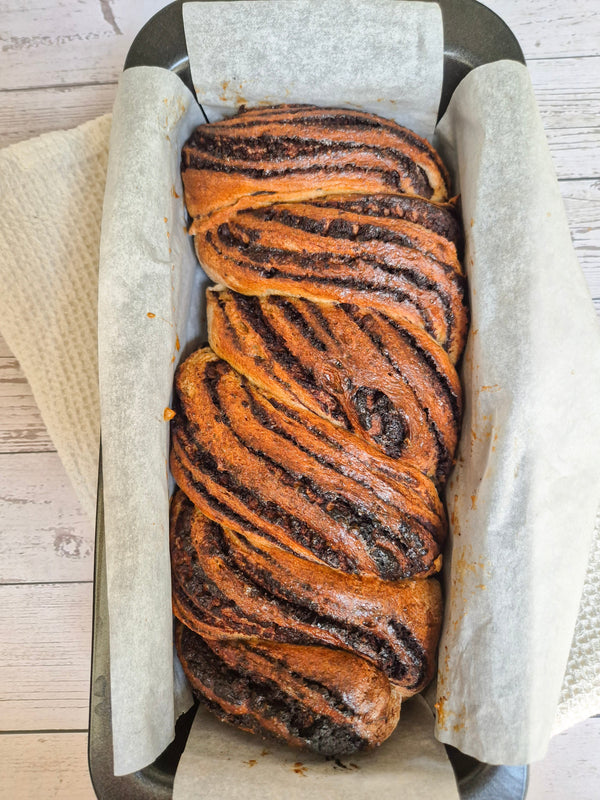 Step 15 – Sliced low-carb gluten-free chocolate babka ready to serve made with ReWild CoreBake