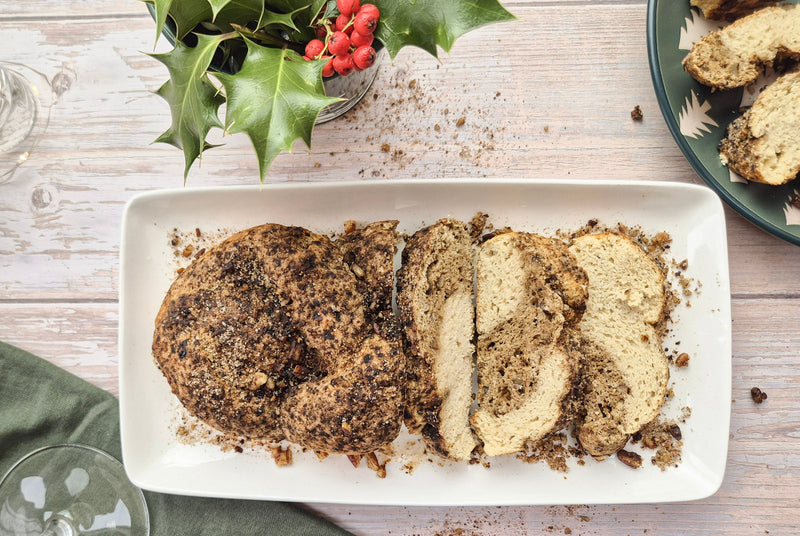 Gluten-free braided bread with walnut coffee topping made using ReWild CoreBake