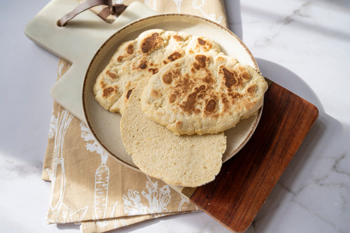 Healthy low-carb flatbread served as a sandwich made with ReWild CoreBake flour blend