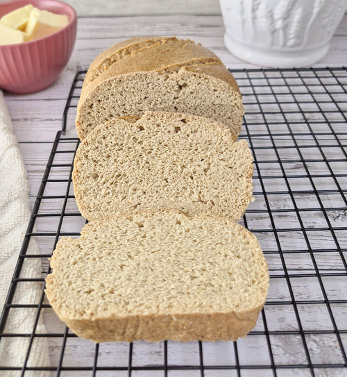 High-fibre low-carb bread loaf freshly baked with ReWild CoreBake flour blend