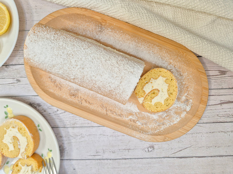 Homemade gluten-free lemon Swiss roll cake with cream filling made with ReWild CoreBake flour blend
