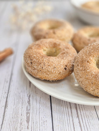 Low-carb gluten-free cinnamon sugar donuts made with ReWild CoreBake