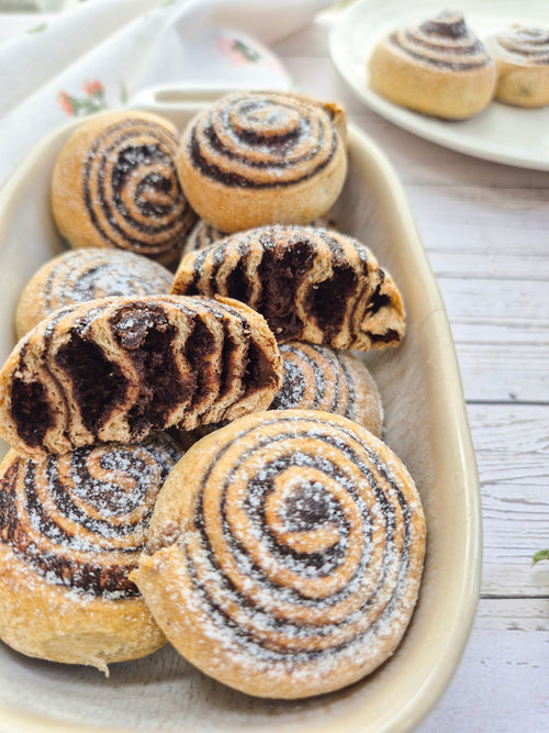 Low-carb gluten-free cocoa swirl pastries baked with ReWild CoreBake
