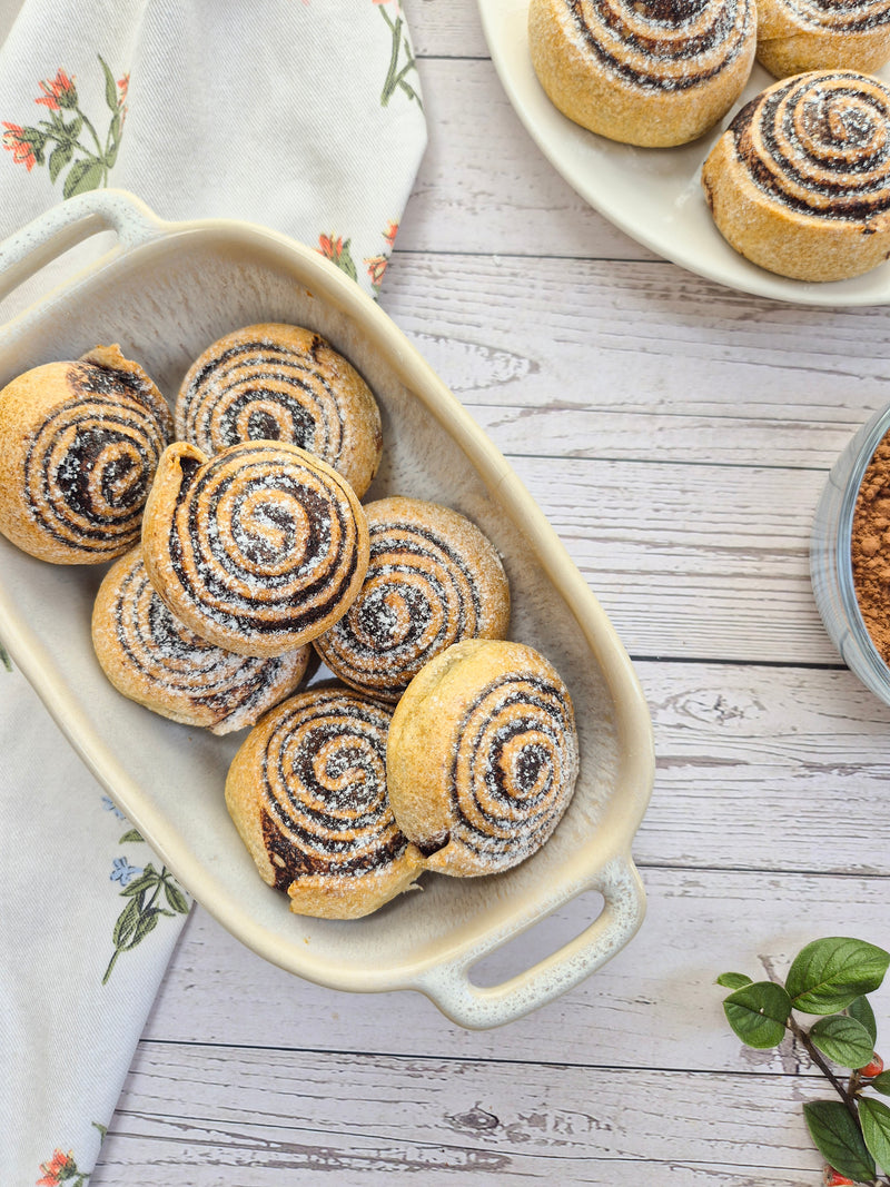 Low-carb gluten-free cocoa swirl pastries made with ReWild CoreBake