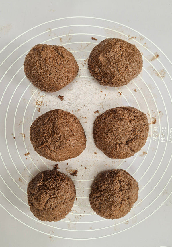 Step 2 – Dividing soft cacao cookie dough into equal portions using ReWild CoreBake