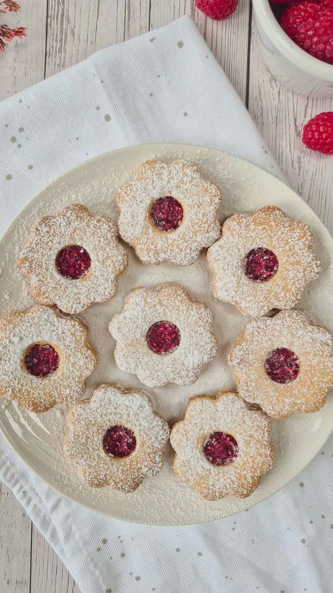 Low-carb gluten-free Linzer cookies with raspberry jam made using ReWild CoreBake