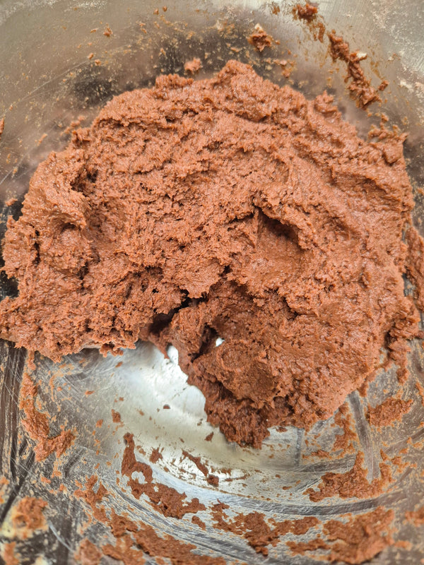 Step 1 – Soft cacao cookie dough mixed and ready for shaping made with ReWild CoreBake