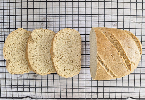 Soft gluten-free bread loaf with golden crust made using ReWild CoreBake